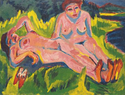 Twee roze naakten bij het meer door Ernst Ludwig Kirchner